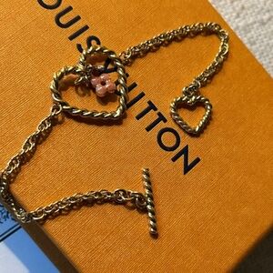 Louis Vuitton Gold Heart Charm Bracelet  W/ COA